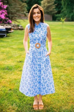 New Kiel James Patrick Azure Blossom Shirt Dress