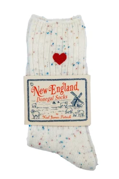 Kiel James Patrick Cream Heart Donegal Socks