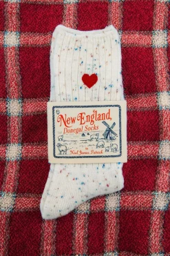 Kiel James Patrick Cream Heart Donegal Socks