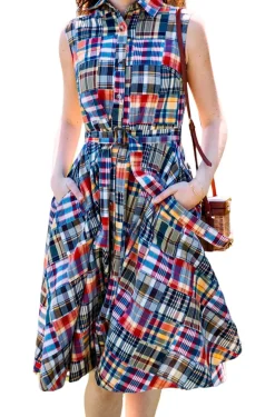 Online Kiel James Patrick Jacqueline Patchwork Madras Shirtdress