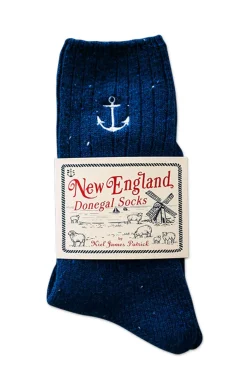 Sale Kiel James Patrick Navy Anchor Donegal Socks