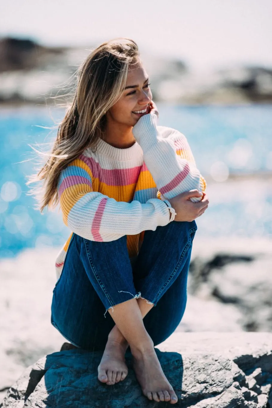 New Kiel James Patrick The Sunset Striped Sweater